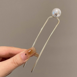 Accesoriu de par modern Japonez pentru cocuri din metal JPN10LL Argintiu cu perla